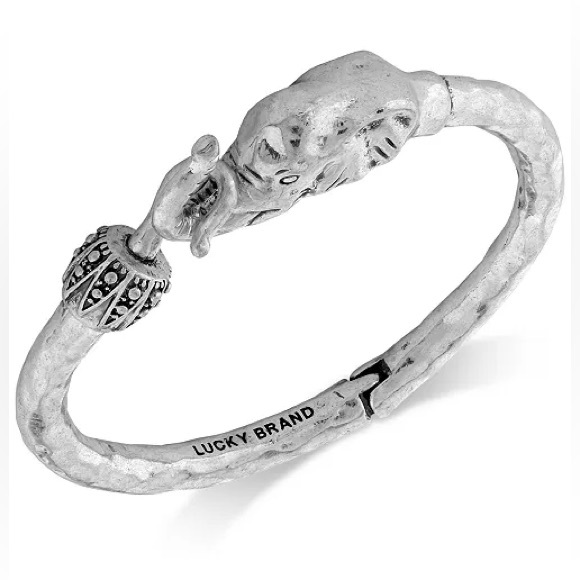 Lucky Brand Silver-tone Elephant Cuff Bangle Bracelet - Picture 11 of 12